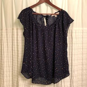 LC Lauren Conrad pleated top, tie-back bow